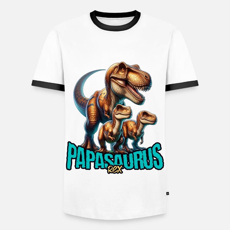 Papasaurus Rex - Men's Ringer Shirt - white/black