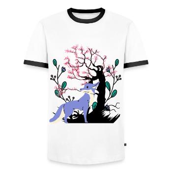 Vintage Fuchs Waldtier Füchse Natur - Männer Kontrast-T-Shirt - Weiß/Schwarz - Vorne - AI Model Female 172 light (172cm) & AI Model Male 178 dark (178cm)