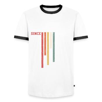 Original May 1949 Vintage 1949 Birthday 1949 - Men's Ringer Shirt - white/black - Front - AI Model Female 172 light (172cm) & AI Model Male 178 dark (178cm)