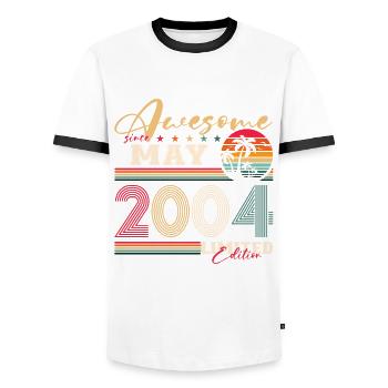 Awesome May 2004 Vintage 2004 Birthday 2004 - Men's Ringer Shirt - white/black - Front - AI Model Female 172 light (172cm) & AI Model Male 178 dark (178cm)