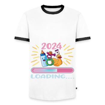 Become a cousin in 2024 - Men's Ringer Shirt - white/black - Front - AI Model Female 172 light (172cm) & AI Model Male 178 dark (178cm)