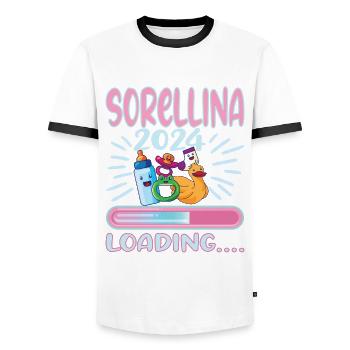 Futura Sorellina 2024 Loading - Men's Ringer Shirt - white/black - Front - AI Model Female 172 light (172cm) & AI Model Male 178 dark (178cm)