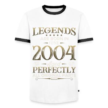 Legend June 2004 Vintage 2004 Birthday 2004 - Men's Ringer Shirt - white/black - Front - AI Model Female 172 light (172cm) & AI Model Male 178 dark (178cm)