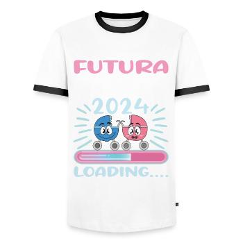 Super Mamma 2024 Loading - Men's Ringer Shirt - white/black - Front - AI Model Female 172 light (172cm) & AI Model Male 178 dark (178cm)