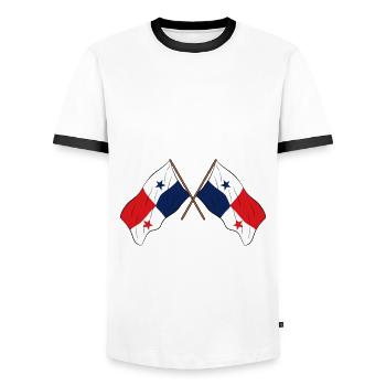 Panama Flag Panamanian Panama Flag - Men's Ringer Shirt - white/black - Front - AI Model Female 172 light (172cm) & AI Model Male 178 dark (178cm)