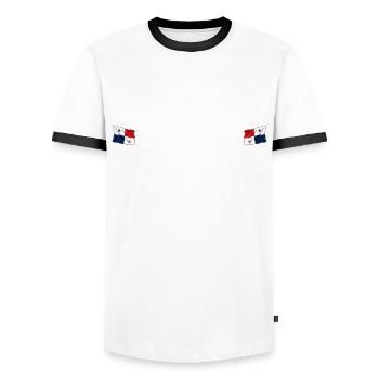 Drapeau panaméen Drapeau panaméen - T-shirt contrasté Homme - blanc/noir - Devant - AI Model Female 172 light (172cm) & AI Model Male 178 dark (178cm)