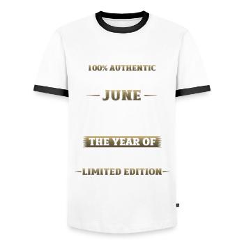 Original Juin 1944 Vintage 1944 Anniversaire 1944 - T-shirt contrasté Homme - blanc/noir - Devant - AI Model Female 172 light (172cm) & AI Model Male 178 dark (178cm)
