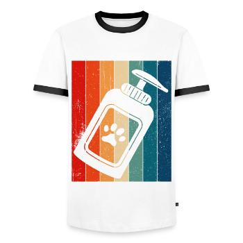 Hundefrisör und Hundepflege - Männer Kontrast-T-Shirt - Weiß/Schwarz - Vorne - AI Model Female 172 light (172cm) & AI Model Male 178 dark (178cm)