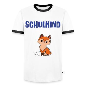 Inscription scolaire 2024 de l’école de la rentrée scolaire - T-shirt contrasté Homme - blanc/noir - Devant - AI Model Female 172 light (172cm) & AI Model Male 178 dark (178cm)