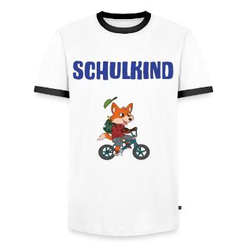 Inscription scolaire 2024 de l’école de la rentrée scolaire - T-shirt contrasté Homme - blanc/noir - Devant - AI Model Female 172 light (172cm) & AI Model Male 178 dark (178cm)