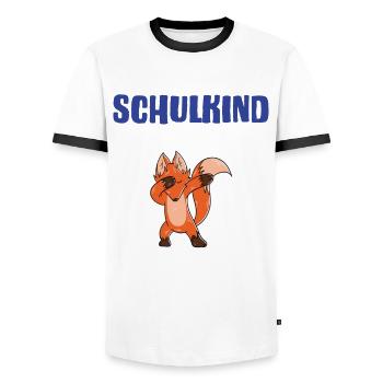 Inscription scolaire 2024 de l’école de la rentrée scolaire - T-shirt contrasté Homme - blanc/noir - Devant - AI Model Female 172 light (172cm) & AI Model Male 178 dark (178cm)