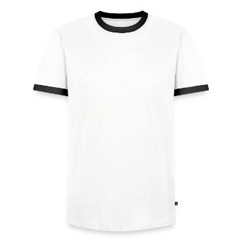 Millésime Juin 1958 Cru 1958 Anniversaire 1958 - T-shirt contrasté Homme - blanc/noir - Devant - AI Model Female 172 light (172cm) & AI Model Male 178 dark (178cm)