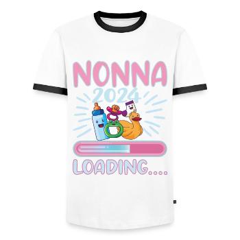 Nonna 2024 Loading Grandma 2024 - Men's Ringer Shirt - white/black - Front - AI Model Female 172 light (172cm) & AI Model Male 178 dark (178cm)