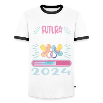 Nonna 2024 Loading Grandma 2024 - Men's Ringer Shirt - white/black - Front - AI Model Female 172 light (172cm) & AI Model Male 178 dark (178cm)