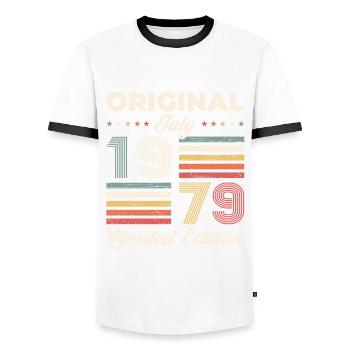 45th Birthday Original 1979 Vintage 1979 - Men's Ringer Shirt - white/black - Front - AI Model Female 172 light (172cm) & AI Model Male 178 dark (178cm)