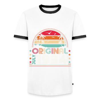30th Birthday Original July 1994 Vintage 1994 - Men's Ringer Shirt - white/black - Front - AI Model Female 172 light (172cm) & AI Model Male 178 dark (178cm)