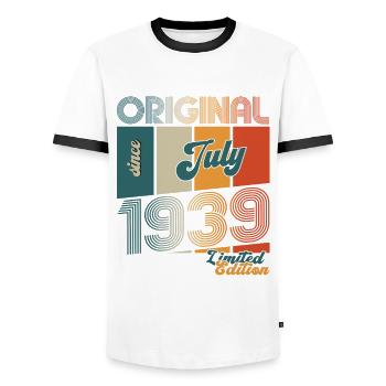 85th Birthday Original July 1939 Born 1939 - Men's Ringer Shirt - white/black - Front - AI Model Female 172 light (172cm) & AI Model Male 178 dark (178cm)