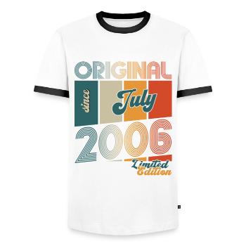18ème anniversaire Original Juillet 2006 Millésime 2006 - T-shirt contrasté Homme - blanc/noir - Devant - AI Model Female 172 light (172cm) & AI Model Male 178 dark (178cm)
