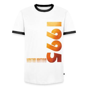 30th Birthday Original 1995 Vintage 1995 - Men's Ringer Shirt - white/black - Front - AI Model Female 172 light (172cm) & AI Model Male 178 dark (178cm)