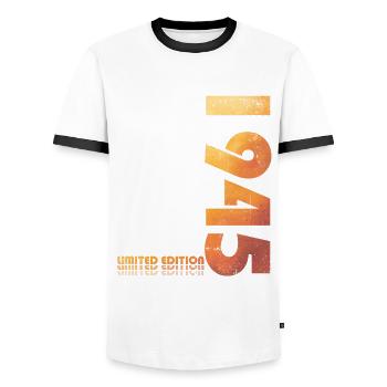 Original 1945 Vintage 1945 Birthday 1945 - Men's Ringer Shirt - white/black - Front - AI Model Female 172 light (172cm) & AI Model Male 178 dark (178cm)