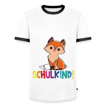 School Child 2024 School Enrollment Back to School - Men's Ringer Shirt - white/black - Front - AI Model Female 172 light (172cm) & AI Model Male 178 dark (178cm)