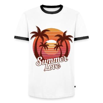 Summer Love Vintage Sunset - Men's Ringer Shirt - white/black - Front - AI Model Female 172 light (172cm) & AI Model Male 178 dark (178cm)