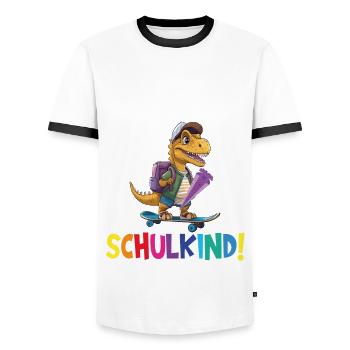 School Child 2024 School Enrollment Back to School - Men's Ringer Shirt - white/black - Front - AI Model Female 172 light (172cm) & AI Model Male 178 dark (178cm)