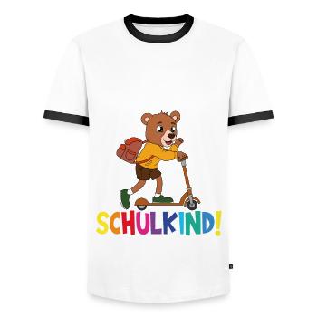 Schulkind 2024 Einschulung Schulanfang - Männer Kontrast-T-Shirt - Weiß/Schwarz - Vorne - AI Model Female 172 light (172cm) & AI Model Male 178 dark (178cm)