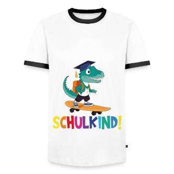 Schulkind 2024 Einschulung Schulanfang - Männer Kontrast-T-Shirt - Weiß/Schwarz - Vorne - AI Model Female 172 light (172cm) & AI Model Male 178 dark (178cm)
