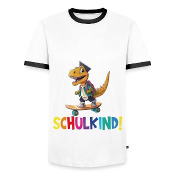 School Child 2024 School Enrollment Back to School - Men's Ringer Shirt - white/black - Front - AI Model Female 172 light (172cm) & AI Model Male 178 dark (178cm)