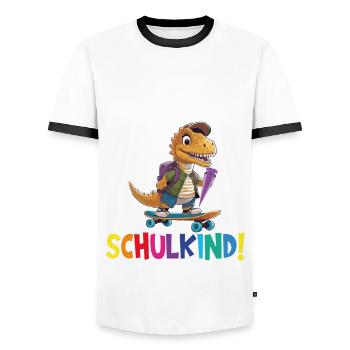 School Child 2024 School Enrollment Back to School - Men's Ringer Shirt - white/black - Front - AI Model Female 172 light (172cm) & AI Model Male 178 dark (178cm)