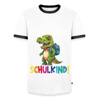 Schulkind 2024 Einschulung Schulanfang - Männer Kontrast-T-Shirt - Weiß/Schwarz - Vorne - AI Model Female 172 light (172cm) & AI Model Male 178 dark (178cm)