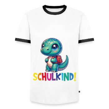 Schulkind 2024 Einschulung Schulanfang - Männer Kontrast-T-Shirt - Weiß/Schwarz - Vorne - AI Model Female 172 light (172cm) & AI Model Male 178 dark (178cm)