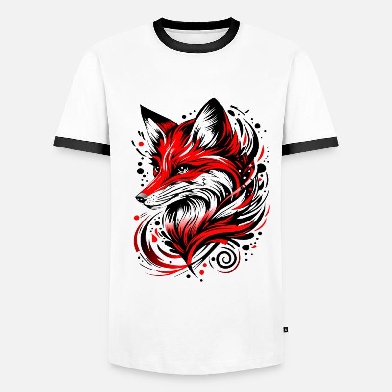 Fuchs - Männer Kontrast-T-Shirt - Weiß/Schwarz