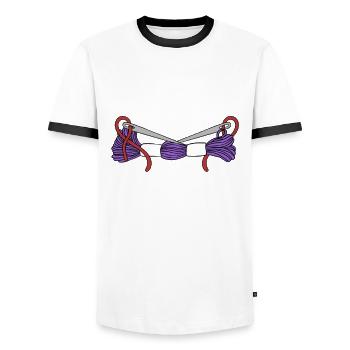 Broderie Perles Motif de broderie Point de croix - T-shirt contrasté Homme - blanc/noir - Devant - AI Model Female 172 light (172cm) & AI Model Male 178 dark (178cm)