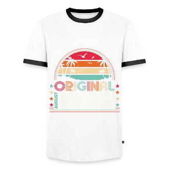 25ème anniversaire original août 1999 millésime 1999 - T-shirt contrasté Homme - blanc/noir - Devant - AI Model Female 172 light (172cm) & AI Model Male 178 dark (178cm)