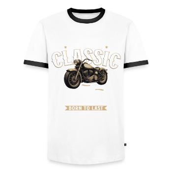 56ème Anniversaire Vintage Septembre 1968 Moto - T-shirt contrasté Homme - blanc/noir - Devant - AI Model Female 172 light (172cm) & AI Model Male 178 dark (178cm)