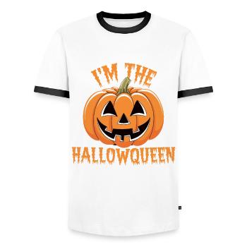 Halloween Women's Costume - Men's Ringer Shirt - white/black - Front - AI Model Female 172 light (172cm) & AI Model Male 178 dark (178cm)