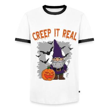 Cute Halloween Ghost Halloween - Men's Ringer Shirt - white/black - Front - AI Model Female 172 light (172cm) & AI Model Male 178 dark (178cm)