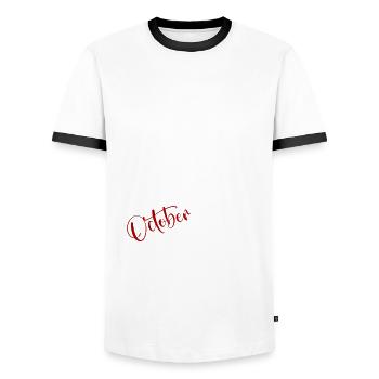 38e anniversaire Légende Octobre 1986 Volume 86 - T-shirt contrasté Homme - blanc/noir - Devant - AI Model Female 172 light (172cm) & AI Model Male 178 dark (178cm)