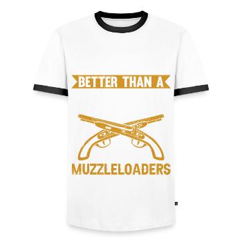 Vorderlader Muzzleloader Muzzle Loading - Männer Kontrast-T-Shirt - Weiß/Schwarz - Vorne - AI Model Female 172 light (172cm) & AI Model Male 178 dark (178cm)