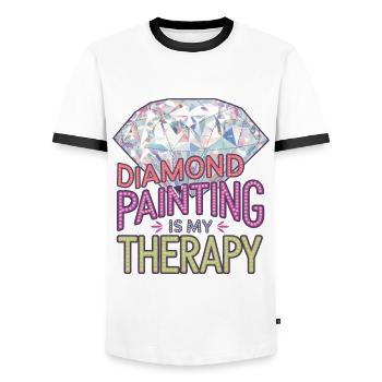 Diamond Painting Diamond Painter - Männer Kontrast-T-Shirt - Weiß/Schwarz - Vorne - AI Model Female 172 light (172cm) & AI Model Male 178 dark (178cm)