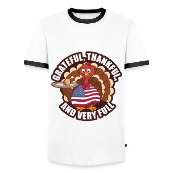 Lustiger Thanksgiving Truthahn - Männer Kontrast-T-Shirt - Weiß/Schwarz - Vorne - AI Model Female 172 light (172cm) & AI Model Male 178 dark (178cm)