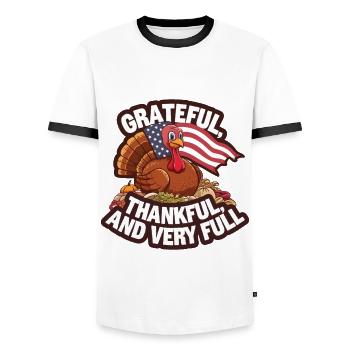 Lustiger Thanksgiving Truthahn - Männer Kontrast-T-Shirt - Weiß/Schwarz - Vorne - AI Model Female 172 light (172cm) & AI Model Male 178 dark (178cm)