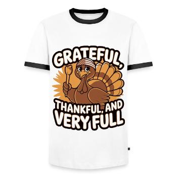 Funny Thanksgiving Turkey - Men's Ringer Shirt - white/black - Front - AI Model Female 172 light (172cm) & AI Model Male 178 dark (178cm)