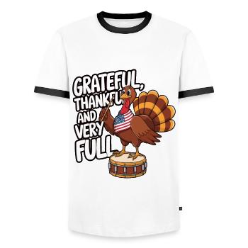 Lustiger Thanksgiving Truthahn - Männer Kontrast-T-Shirt - Weiß/Schwarz - Vorne - AI Model Female 172 light (172cm) & AI Model Male 178 dark (178cm)