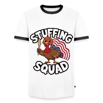 Lustiger Thanksgiving Truthahn - Männer Kontrast-T-Shirt - Weiß/Schwarz - Vorne - AI Model Female 172 light (172cm) & AI Model Male 178 dark (178cm)