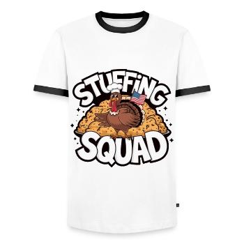 Lustiger Thanksgiving Truthahn - Männer Kontrast-T-Shirt - Weiß/Schwarz - Vorne - AI Model Female 172 light (172cm) & AI Model Male 178 dark (178cm)
