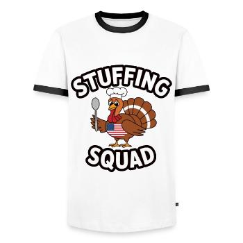Lustiger Thanksgiving Truthahn - Männer Kontrast-T-Shirt - Weiß/Schwarz - Vorne - AI Model Female 172 light (172cm) & AI Model Male 178 dark (178cm)