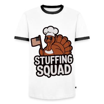 Lustiger Thanksgiving Truthahn - Männer Kontrast-T-Shirt - Weiß/Schwarz - Vorne - AI Model Female 172 light (172cm) & AI Model Male 178 dark (178cm)